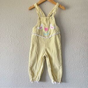 Vintage Toddle Time Corduroy Overalls Toddler (26.5-28lbs) Heart Bird Embroidery